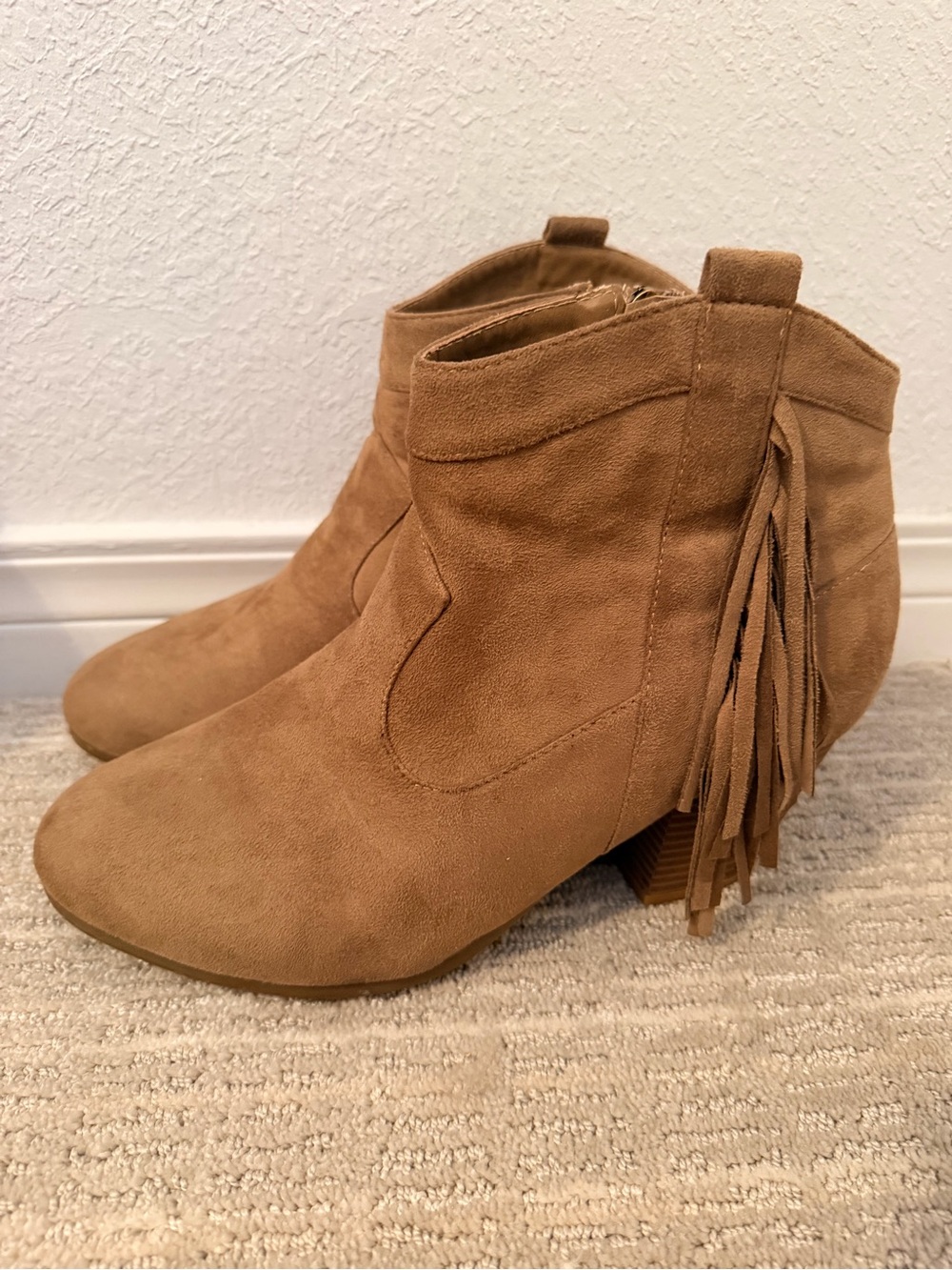 Cloudwalkers by Avenue Tan Suede Fringe Ankle Booties